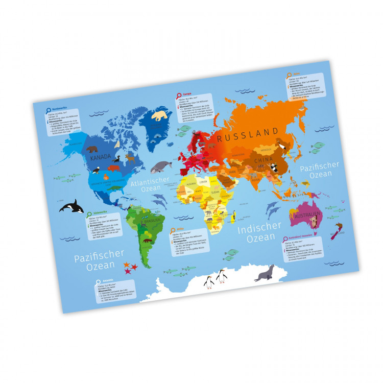 Kinder Lernposter Weltkarte A1/ A2/ A3