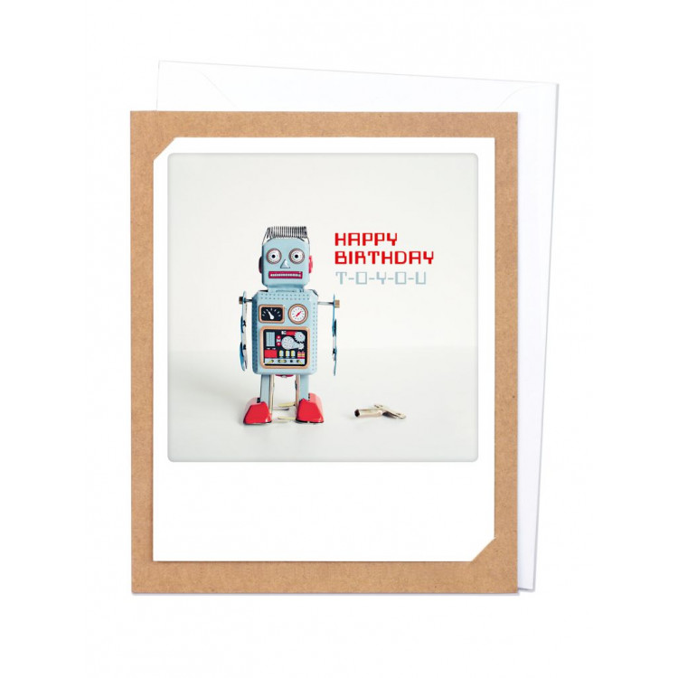 Pickmotion Photo-Klappkarte Happy Birthday Robot (braun)