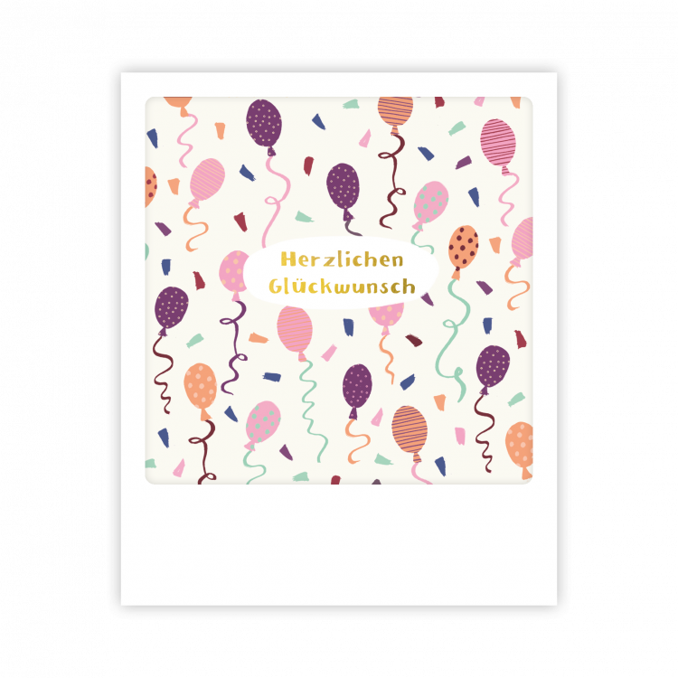 Pickmotion Kleine Postkarte Herzlichen Glückwunsch Ballons