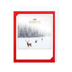 Pickmotion Photo-Klappkarte Frohe Weihnachten Hirsche (rot)