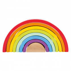 SMALL FOOT Holzbausteine Großer Regenbogen mit Holzkugel