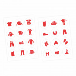 Möbelaufkleber Ordnungssticker für Kleidung rot/ weiß