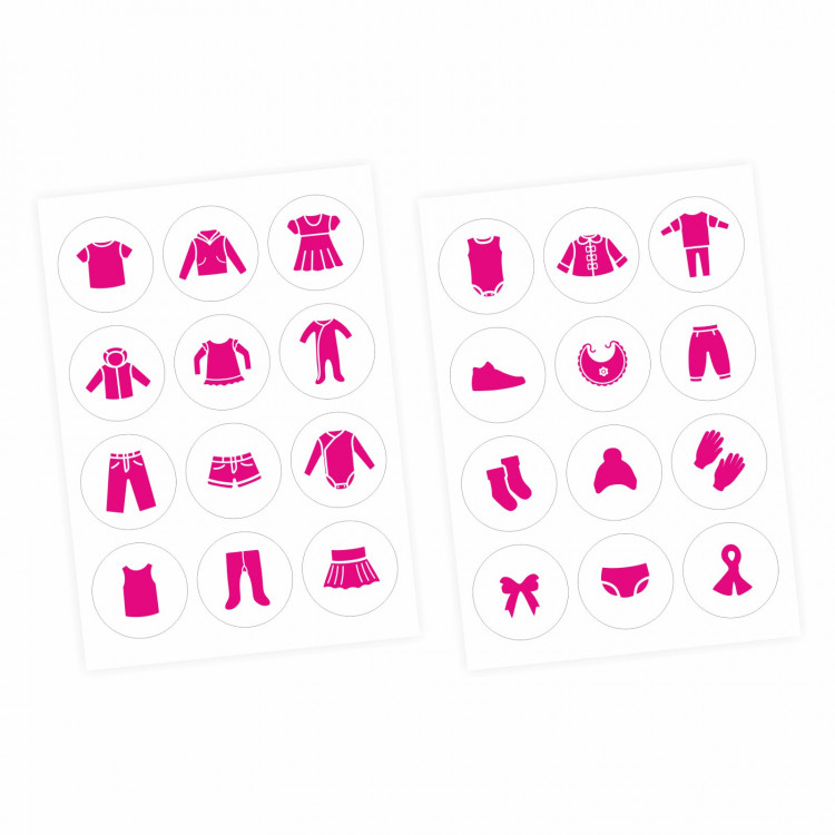 Möbelaufkleber Ordnungssticker für Kleidung pink/weiß