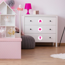 Möbelaufkleber Ordnungssticker für Kleidung pink/ weiß