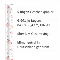 5 Bögen Geschenkpapier Einhorn pastell Aquarell - 1,60€/qm- 84,1 x 59,4 cm Regenbogen