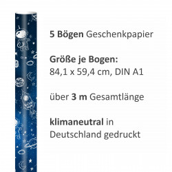 5 Bögen Geschenkpapier Weltall Weltraum - 1,60€/qm- 84,1 x 59,4 cm