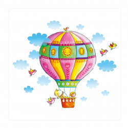 006 Kinderzimmer Bild Heißluftballon Poster Plakat quadratisch 20 x 20 cm (ohne Rahmen)