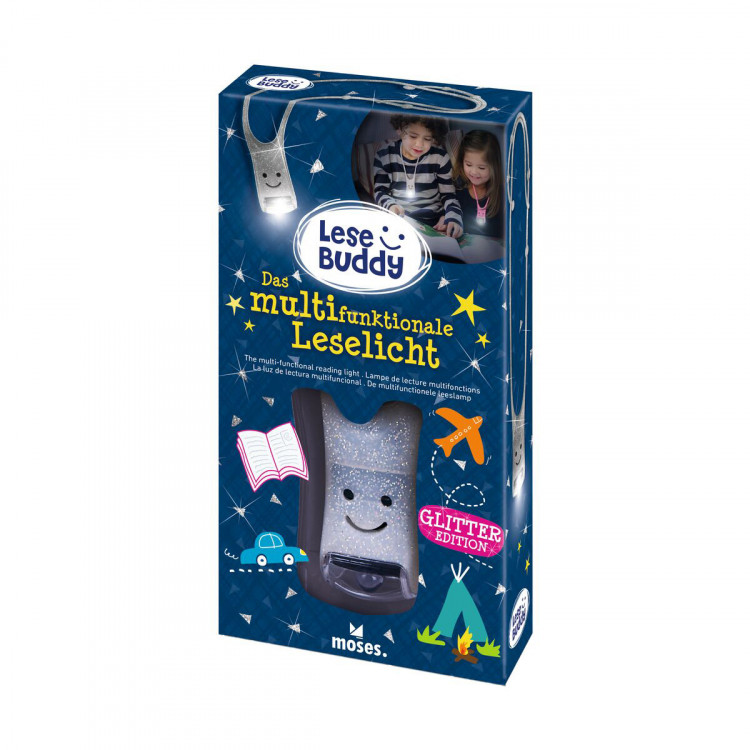 MOSES Lese Buddy- Das multifunktionale Leselicht Glitzer silber