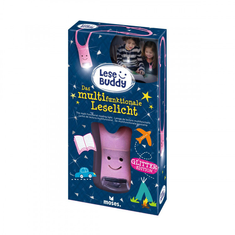 MOSES Lese Buddy- Das multifunktionale Leselicht Glitzer rosa