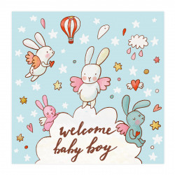 018 Kinderzimmer Bild Babyboy Poster Plakat quadratisch 20 x 20 cm (ohne Rahmen)