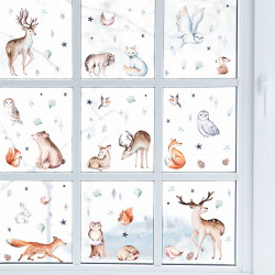 Fensterbilder Wintertiere selbstklebend - Statisch Haftende PVC Aufkleber