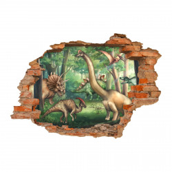222 Wandtattoo Dinowelt - Loch in der Wand - Wanddeko für Kinder