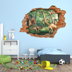 222 Wandtattoo Dinowelt - Loch in der Wand - Wanddeko für Kinder