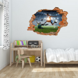 223 Wandtattoo Fußball - Loch in der Wand - Wanddeko für Kinder