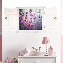 31 Wandtattoo Lavendel im Fenster mit Fensterläden