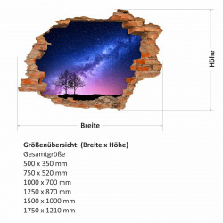 053 Wandtattoo Milchstraße - Loch in der Wand - Weltall Milky Way Sterne