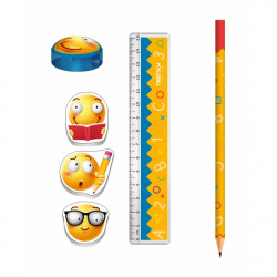 TRÖTSCH Schultüte mit Lineal, 3 Smiley Radierer, Anspitzer und Bleistift