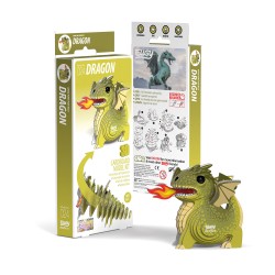 EUGY 3D Bastelset Drache grün - einzigartige 3D Tierfigur