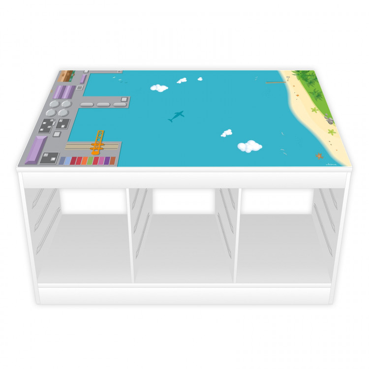 nikima - Spielfolie/ Möbelfolie für IKEA TROFAST Hafen Wasserwelt Aufkleber Kinderzimmer Spieltisch (Möbel nicht inklusive)