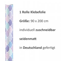 2 x 0,9 m selbstklebende Folie - Meerjungfrau Schuppen (16,66 €/m²) Klebefolie Dekorfolie Möbelfolie