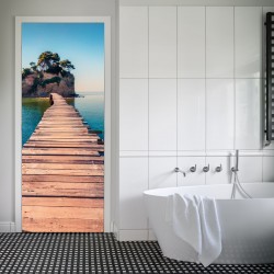 selbstklebendes Türbild - Holzsteg 0,9 x 2 m (16,66 €/m²) - Türtapete Türposter Klebefolie Dekorfolie