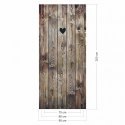 selbstklebendes Türbild - Holztür Herz 0,9 x 2 m (16,66 €/m²) - Türtapete Türposter Klebefolie Dekorfolie