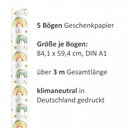 5 Bögen Geschenkpapier Regenbogen - 1,60€/qm- 84,1 x 59,4 cm