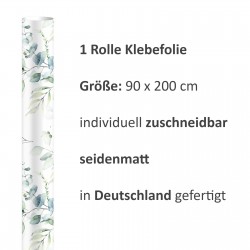 2 x 0,9 m selbstklebende Folie - Floral weiß/grün (16,66 €/m²) Klebefolie Dekorfolie Möbelfolie