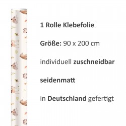 2 x 0,9 m selbstklebende Folie - Waldtiere (16,66 €/m²) Klebefolie Dekorfolie Möbelfolie