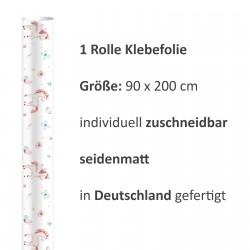 2 x 0,9 m selbstklebende Folie - Einhorn Regenbogen (16,66 €/m²) Klebefolie Dekorfolie Möbelfolie