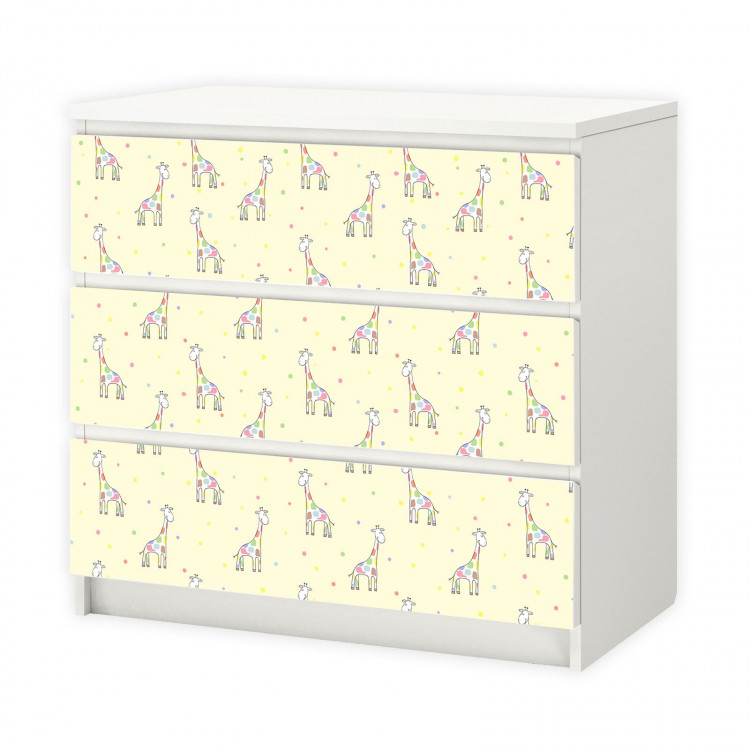 nikima - 017 Möbelfolie für IKEA MALM - Giraffe gelb - 3 Schubladen Aufkleber Sticker Klebefolie  (Möbel nicht inklusive)