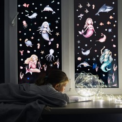 Fensterbilder Meerjungfrauen selbstklebend - Statisch Haftende PVC Aufkleber