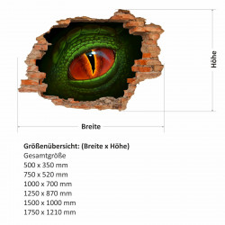 nikima - 115 Wandtattoo Auge Dinosaurier Reptil grün - Loch in der Wand