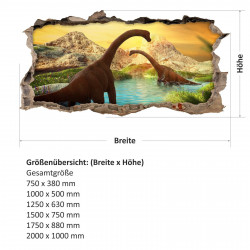 nikima - 118 Wandtattoo Brachiosaurus Sonnenuntergang Urzeit - Loch in der Wand