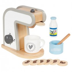 GOKI Kaffeemaschine mit Tasse und Zubehör aus Holz für Spielküche