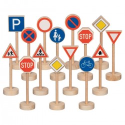 GOKI Verkehrszeichen aus Holz 15 Stück Spielstraße