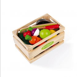 JANOD Schneide Obst- und Gemüse Set mit Zubehör in Holzkiste