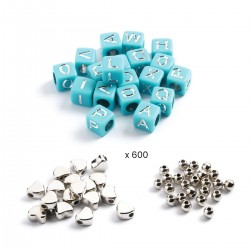 DJECO Schmuck basteln: 1000 Perlen Buchstaben Silber