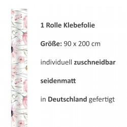 2 x 0,9 m selbstklebende Folie - Blumenwiese rosa (16,66 €/m²) Klebefolie Dekorfolie Möbelfolie
