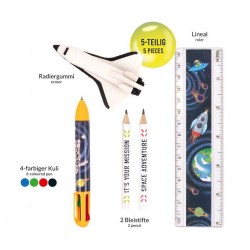 TRENDHAUS SPACE ADVENTURE Schreibsets mit Radierer Lineal Bleistift
