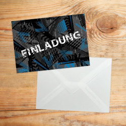 5 coole Einladungskarten Trash blau schwarz inkl. 5 transparenten Briefumschlägen Kindergeburtstag Junge Teenager Einladung