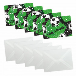 5 coole Einladungskarten Fussball grün schwarz inkl. 5 transparenten Briefumschlägen Kindergeburtstag Junge Teenager Einladung