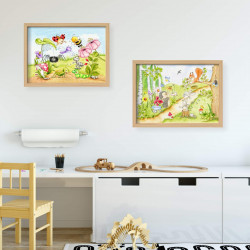 063 Krabbeltiere Zeichnung - Poster Bild für das Kinderzimmer oder Babyzimmer - Raupe Marienkäfer Biene Libelle (ohne Rahmen)