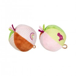 GOKI weicher Ball Softball Stoffball mit Glöckchen rosa grün