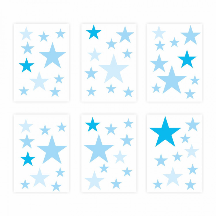 129 Wandtattoo Sterne-Set blau 60 Stück