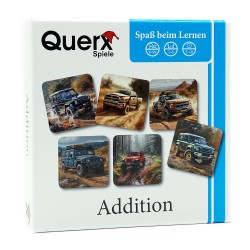 QUERX-SPIELE Mathe Lernspiel Addition - Fahrzeuge - Memo