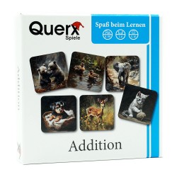 QUERX-SPIELE Mathe Lernspiel Addition - Tiere - Memo 1. Klasse