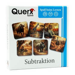 QUERX-SPIELE Mathe Lernspiel Subtraktion - Tiere - Memo 2. Klasse