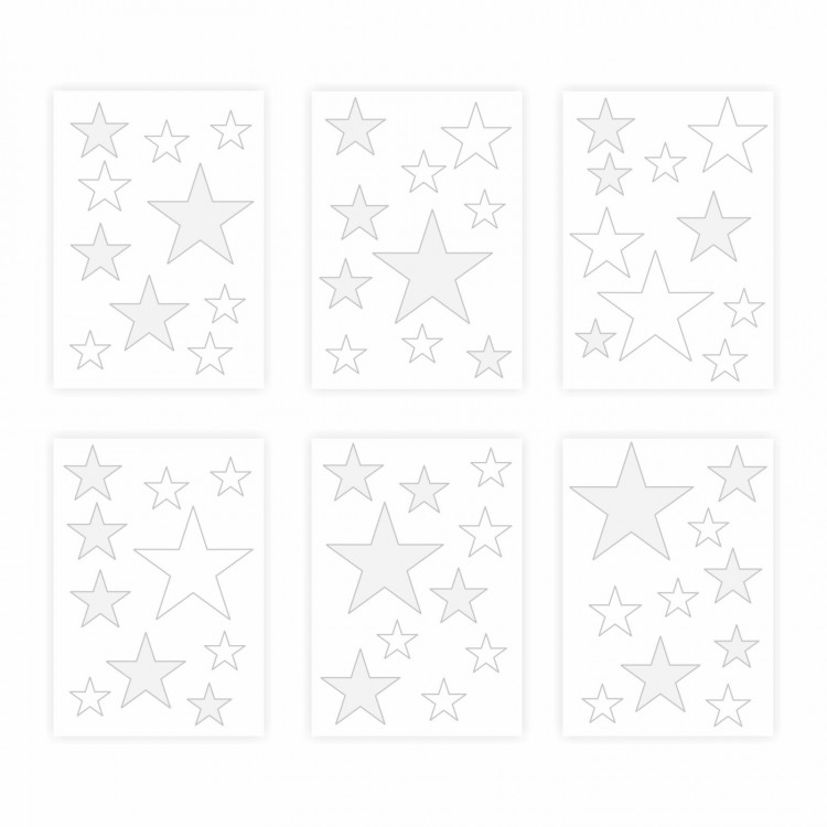129 Wandtattoo Sterne-Set weiß grau 60 Stück