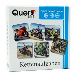 QUERX-SPIELE Mathe Lernspiel Kettenaufgaben - Motorräder - Punkt vor Strich rechnen